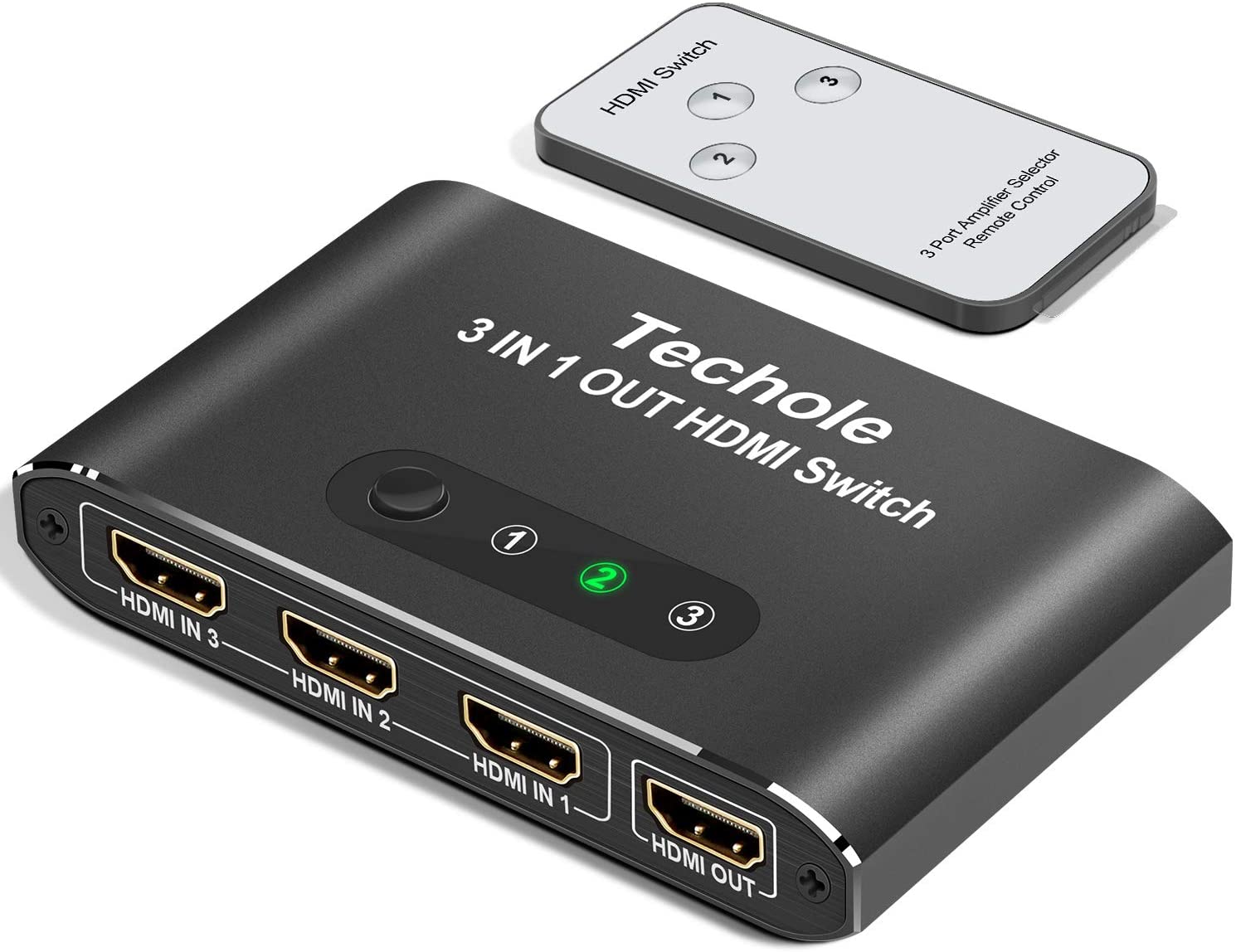 HDMI Switch 4k HDMI Splitter- Techole Aluminium HDMI Switch 3 in 1 Out, HDMI Umschalter mit IR Fernbedienung Unterstützt 4K@60HZ 3D HD1080P, HDMI Switcher für PS4 Xbox HDTV Blu-Ray Player